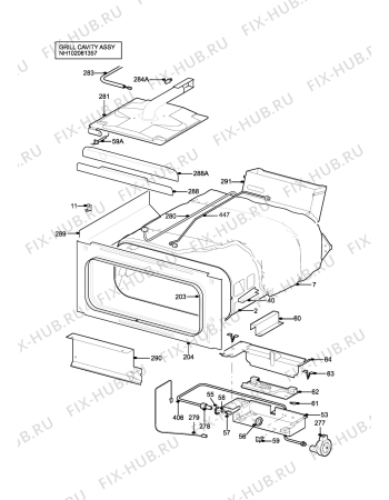 Взрыв-схема плиты (духовки) Zanussi Electrolux ZKG5030WN - Схема узла H10 Grill cavity assy